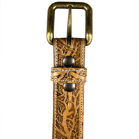 1.5"(38mm) Embossed Full Grain Leather Belt - Gnarley Tree Handmade in Canada by Zelikovitz Size 26-46