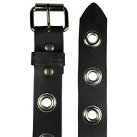 The Ottawa -1.5"(38mm) Black Solid Buffalo Leather Grommet Belt Handmade in Canada by Zelikovitz