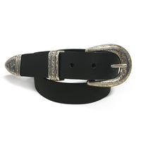 1.25" (32mm) South Western Style Buffalo Leather Belts - Black