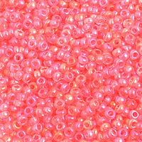 10/0 Tr. Salmon Pink Rainbow Czech Glass Seed Beads 40 grams