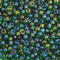 6/0 Tr. Dark Green AB Czech Glass Seed Beads  40 Grams