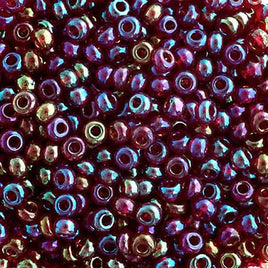 6/0 Transparent Iris Red Czech Glass Seed Beads  40 Grams