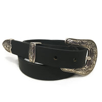 1" (25mm) Western Style  Buffalo Leather Belts - Black