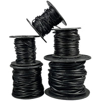 Round Leather Cord 0.5mm to 3mm - Black - 10 Meter Spools