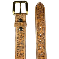 1.5"(38mm) Embossed Full Grain Leather Belt - Wildlife Handmade in Canada by Zelikovitz Size 26-46