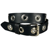 The Ottawa -1.5"(38mm) Black Solid Buffalo Leather Grommet Belt Handmade in Canada by Zelikovitz