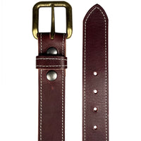 1.5"(38mm) Burgundy Latigo Leather Belt Handmade in Canada by Zelikovitz