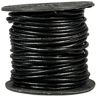 Round Leather Cord 0.5mm to 3mm - Black - 10 Meter Spools