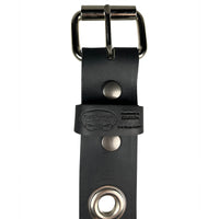 The Ottawa -1.5"(38mm) Black Solid Buffalo Leather Grommet Belt Handmade in Canada by Zelikovitz