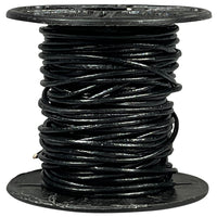 Round Leather Cord 0.5mm to 3mm - Black - 10 Meter Spools