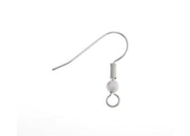 18mm Fish Hook Earwire w/ball & Spring Silver LF/NF 100pk