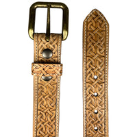 1.5"(38mm) Embossed Full Grain Leather Belt - Celtic Handmade in Canada by Zelikovitz Size 26-46