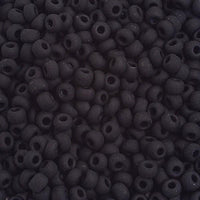 6/0 Opaque Black Matt Czech Glass Seed Beads 40 Grams