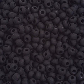 6/0 Opaque Black Matt Czech Glass Seed Beads 40 Grams