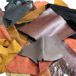 2 lb Bulk Scrap Leather Trimmings, Cowhide Remnants, Premium